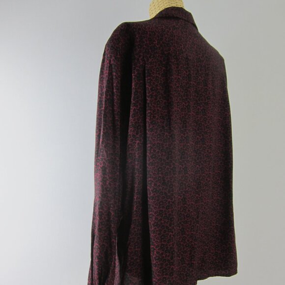New Vtg Rena Rowan for Savile 20W Maroon Red Black Asymmetric LS Blouse NWT $72 - Picture 8 of 10